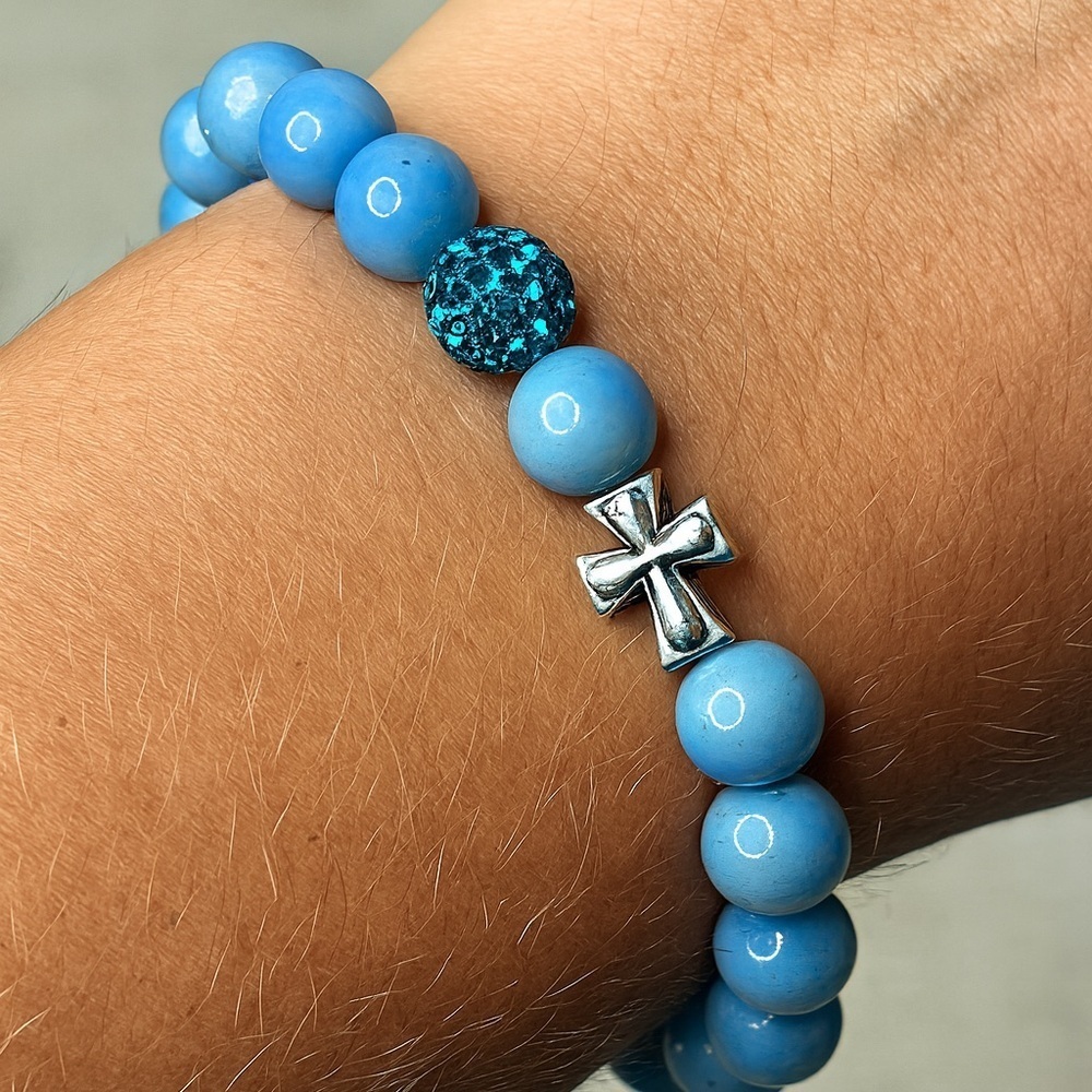 Sky Blue Serenity Beaded Bracelet (17 cm)